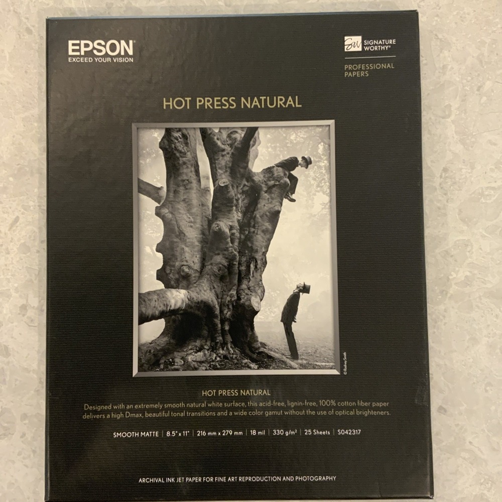 Epson Hot Press Natural Fine Art Paper 8.5x11 25 Sheets SO42317 330g Smooth Matt